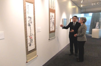Ms Bokova visited the exhibition with Ambassador Monji 